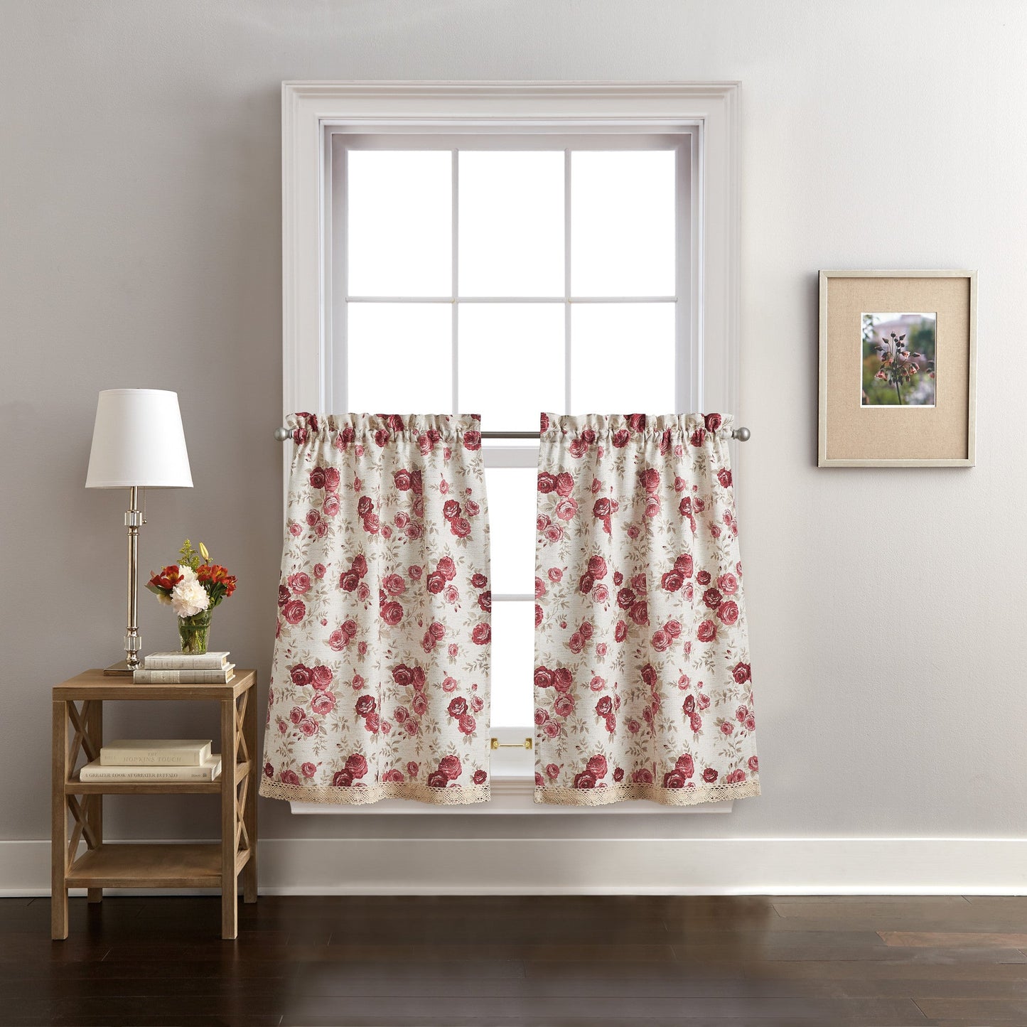 Curtainworks Antique Rose Valance & Tier 3pc Set