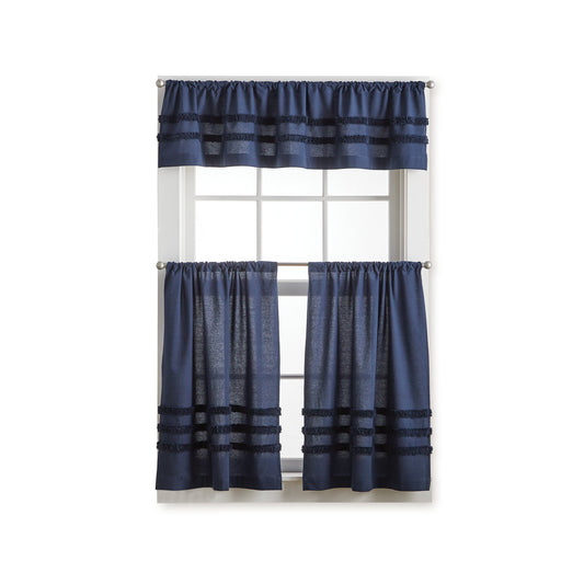 Martha Stewart Water's Edge Tufted Valance & Tier 3pc Set