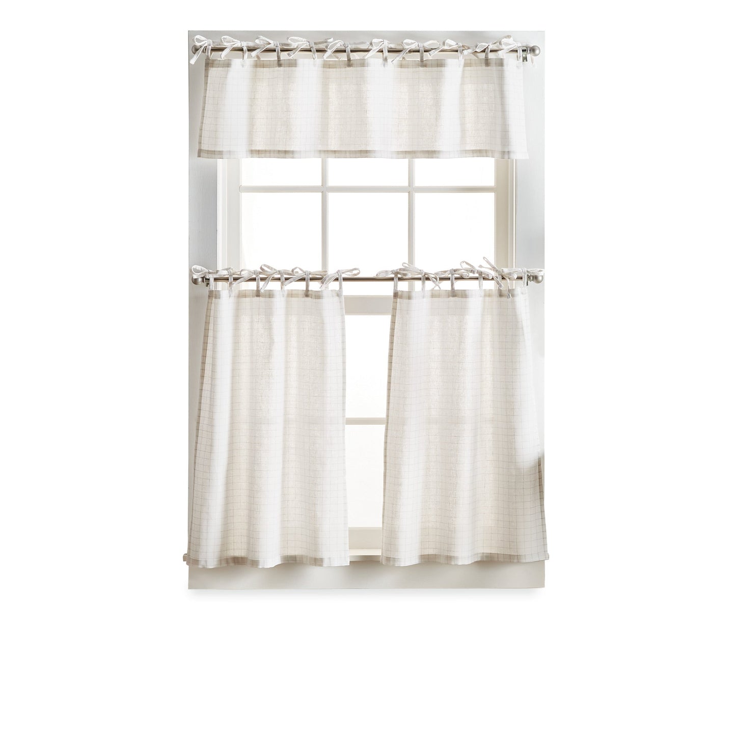 Martha Stewart Plaid Tie Top Valance & Tier 3pc Set