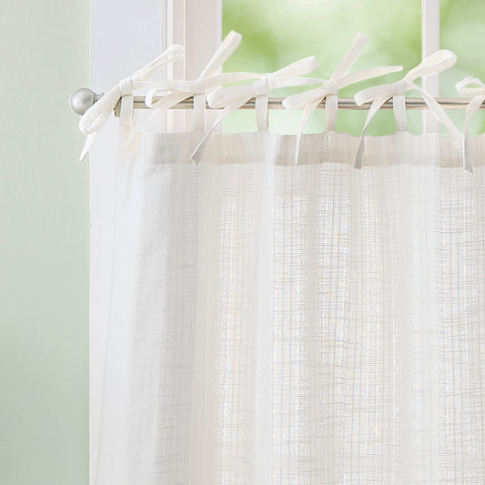 Curtainworks Tie Tab Woven Stripe Tier Set