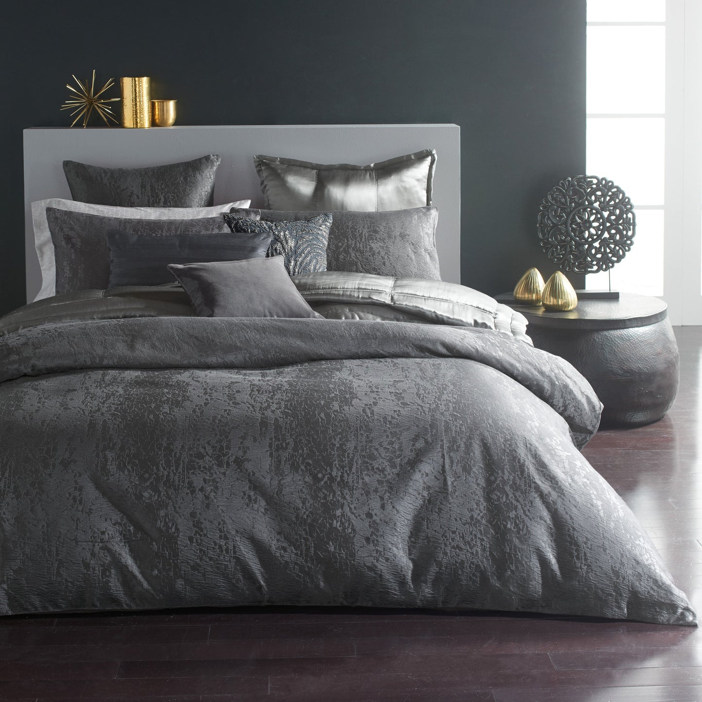 Donna Karan Moonscape glasiertes Lederdekorations-Kissen
