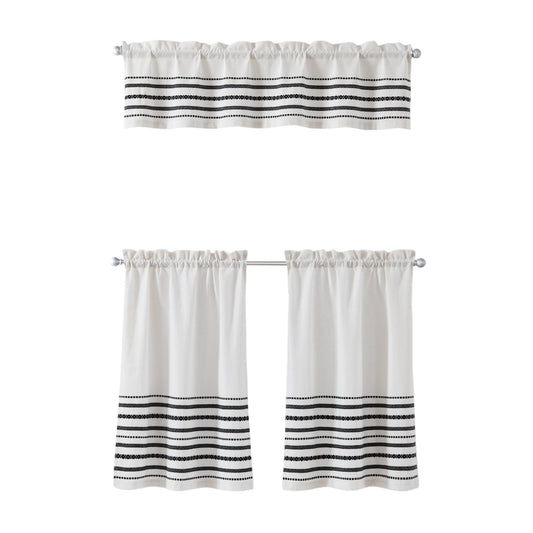 Curtainworks Global Woven Stripe 3-teilige Valance und Tiers