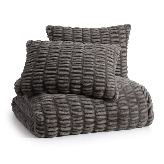 KARL LAGERFELD PARIS Ruched Faux Fur Duvet Set