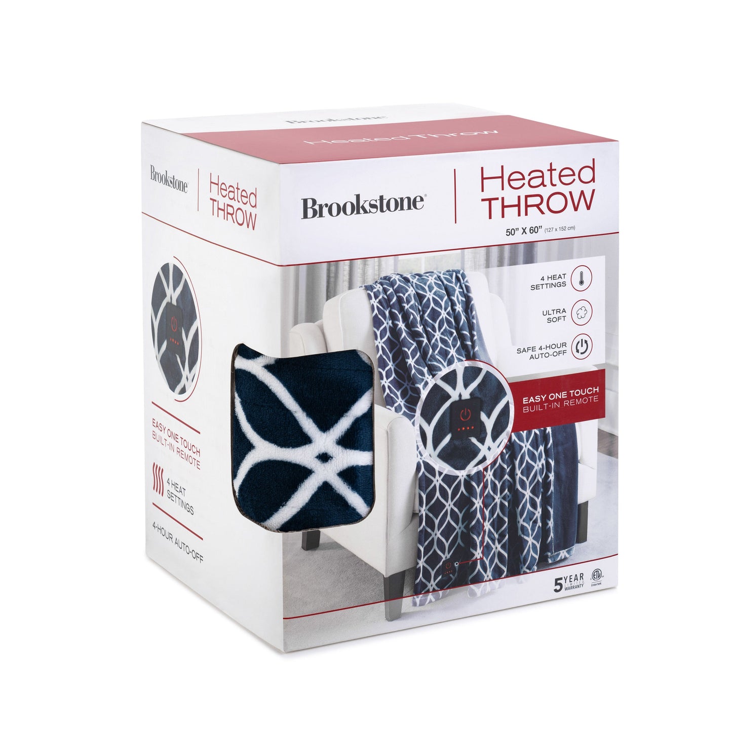 Brookstone Gedruckter Cozy Heated Plüschwurf
