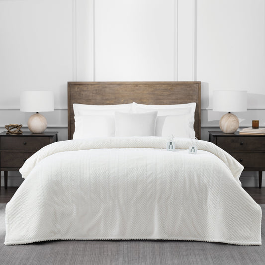 Brookstone Cozy Heated Plüsch Herringbone Blanket