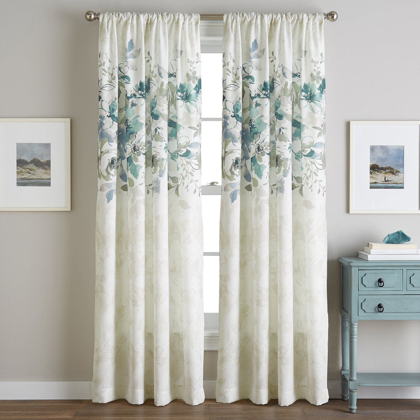 Vorhangarbeiten Aquarell Floral Poletop Fenstervorhang Panel