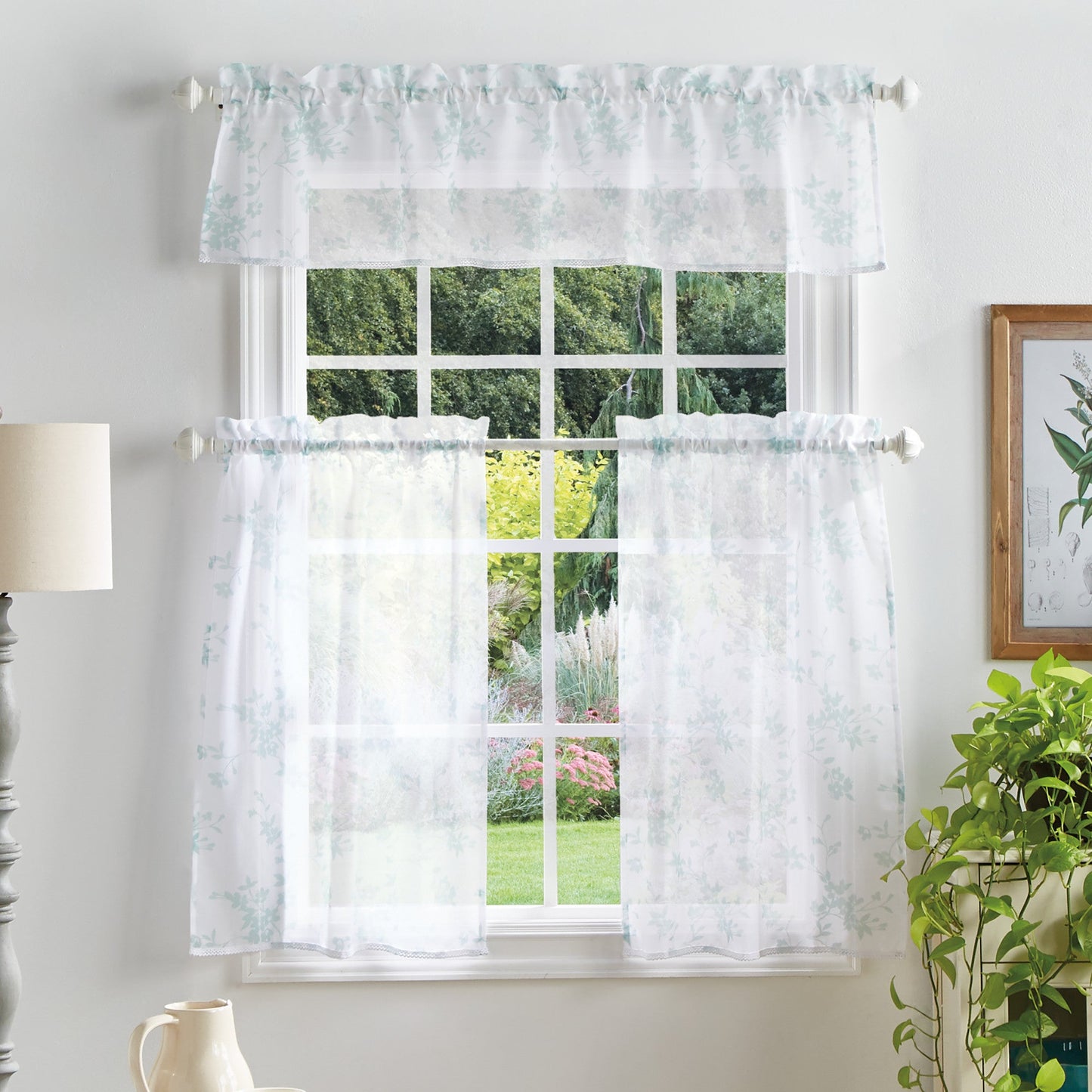 Martha Stewart Bellefield Floral Valance und Tier 3pc Set