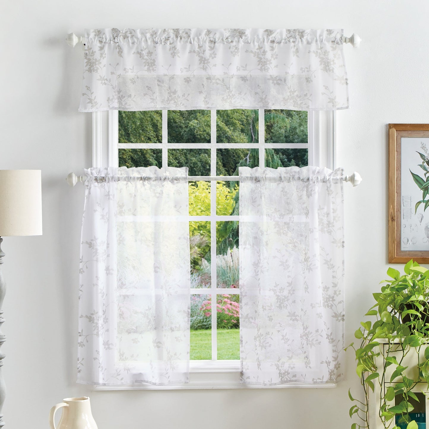 Martha Stewart Bellefield Floral Valance und Tier 3pc Set