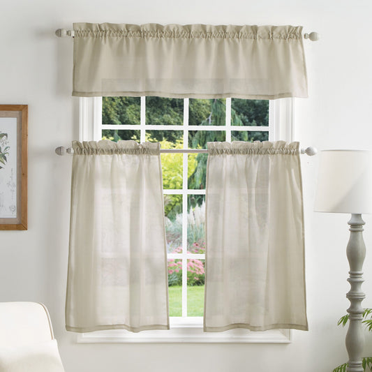 Martha Stewart Bedford Woven Plaid Valance & Tier 3pc Set