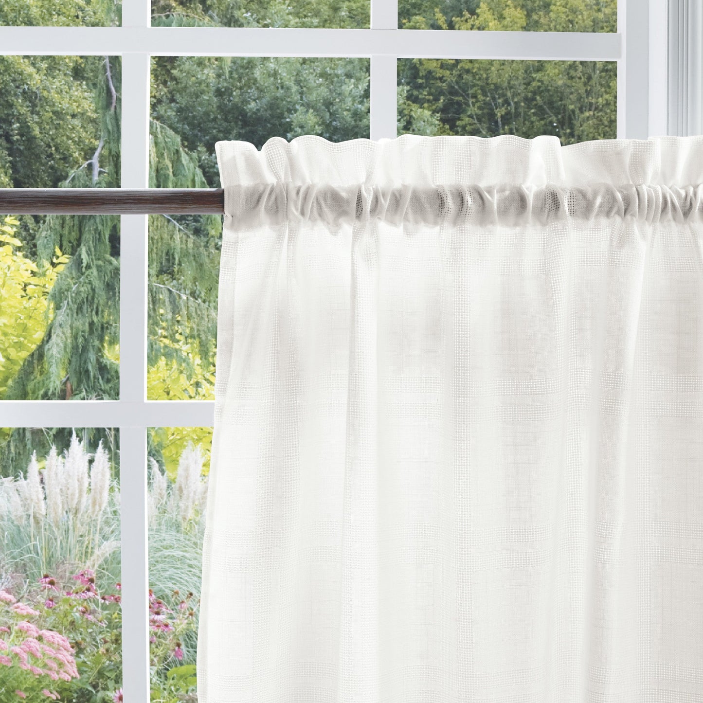 Martha Stewart Bedford Woven Plaid Valance & Tier 3pc Set