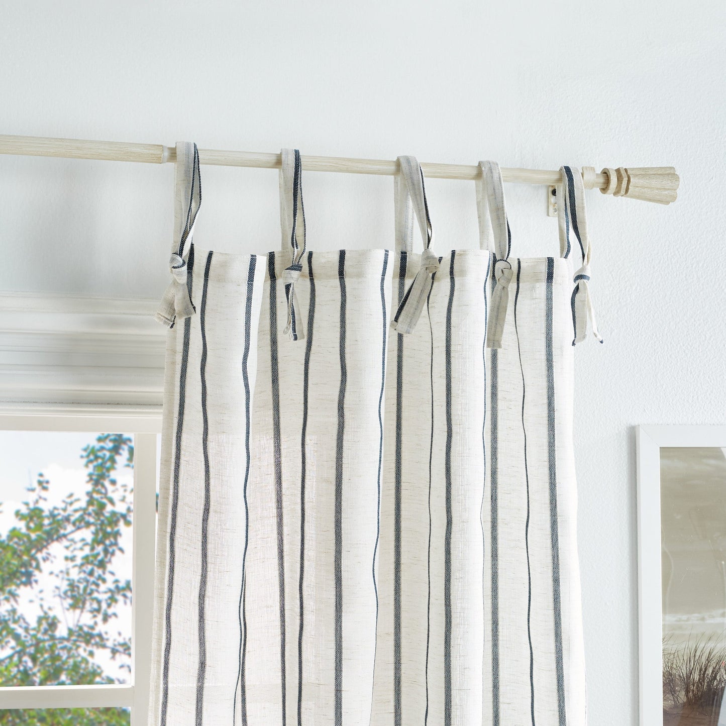 Martha Stewart Laguna Stripe Tie Tab Curtain Panel (Set von 2)