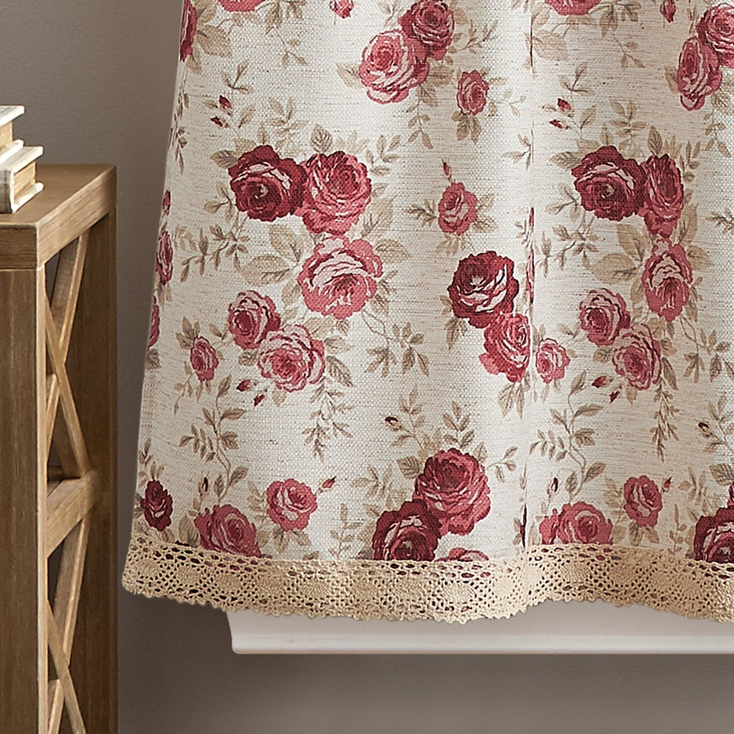 Curtainworks Antique Rose Valance & Tier 3pc Set