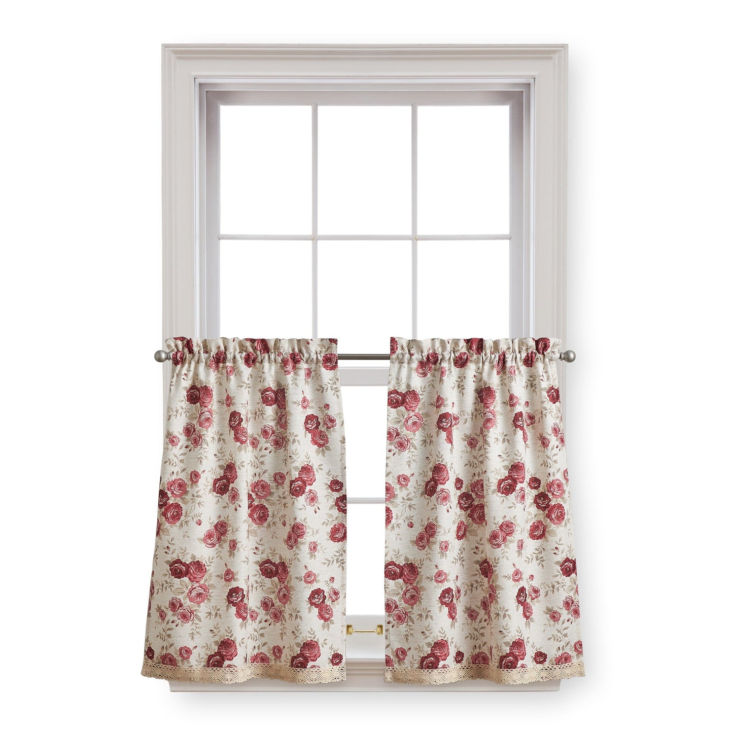 Curtainworks Antique Rose Valance & Tier 3pc Set