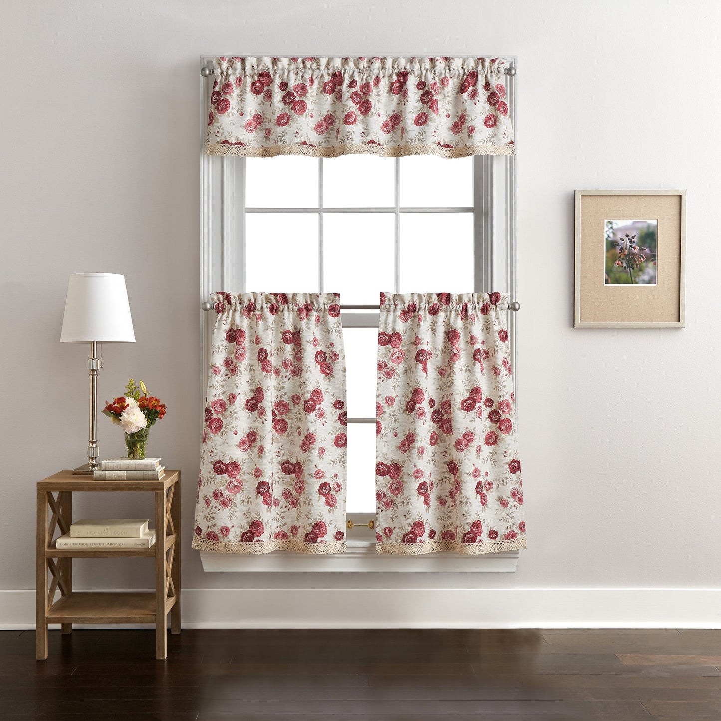 Curtainworks Antique Rose Valance & Tier 3pc Set