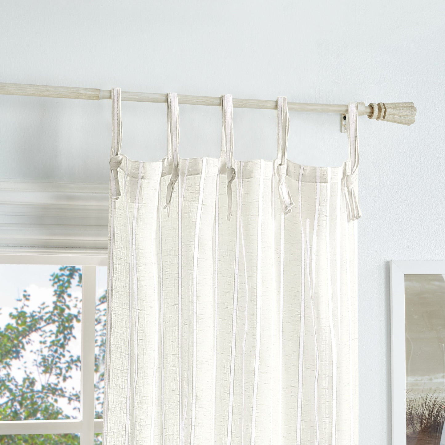 Martha Stewart Laguna Stripe Tie Tab Curtain Panel (Set von 2)