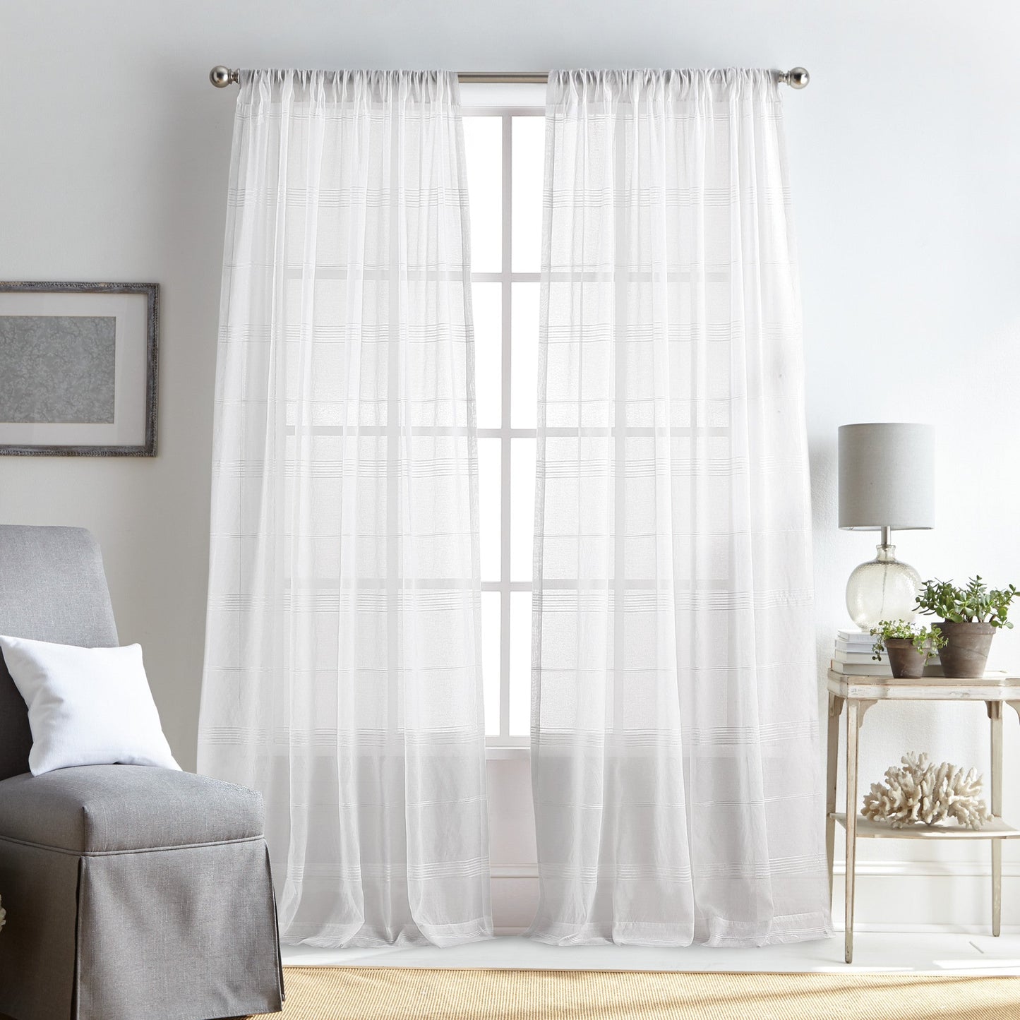 Martha Stewart Delicate Stripe Curtain Panel Paar