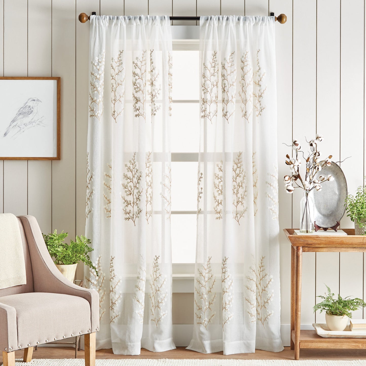 Martha Stewart Georgia Stickerei Vorhang Panel Paar