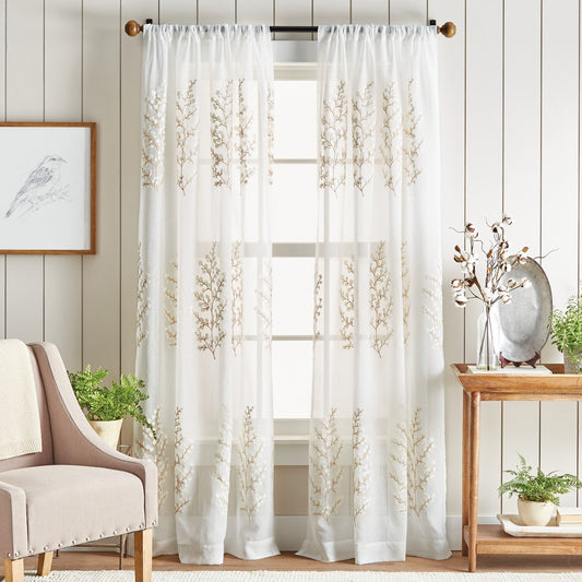 Martha Stewart Georgia Stickerei Vorhang Panel Paar