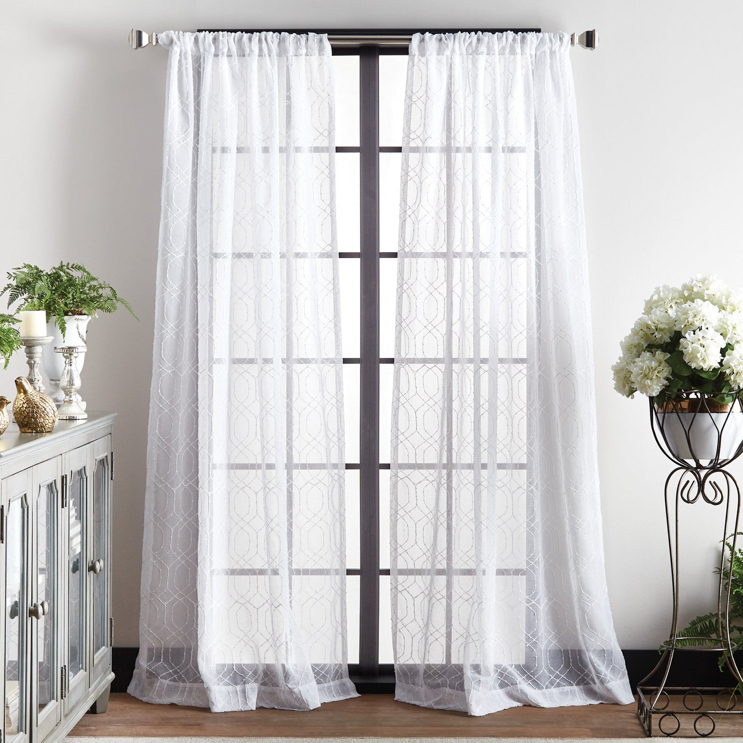 Martha Stewart Hourglass Stickerei Vorhang Panel Paar