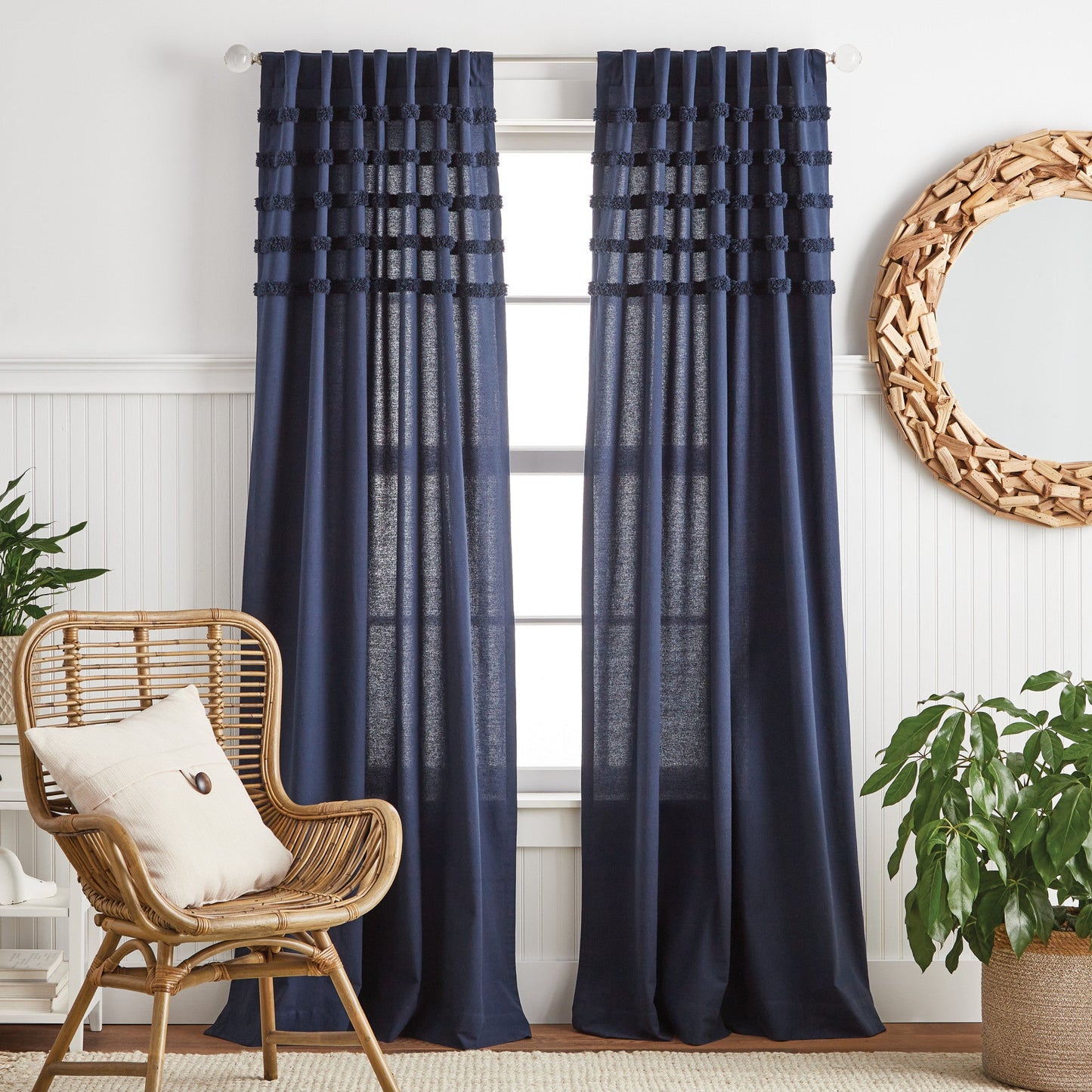 Martha Stewart Water's Edge Tufted Curtain Panel Paare