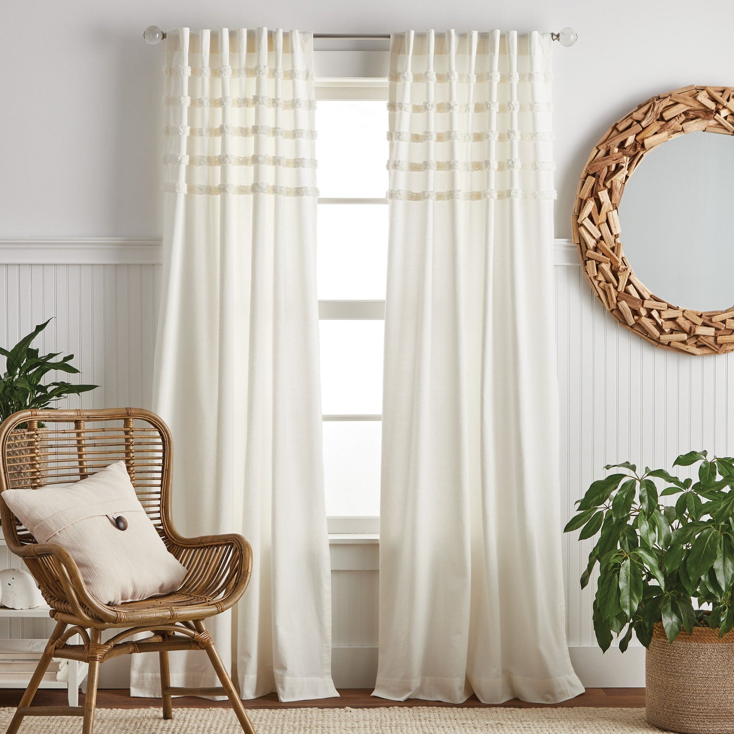 Martha Stewart Water's Edge Tufted Curtain Panel Paare