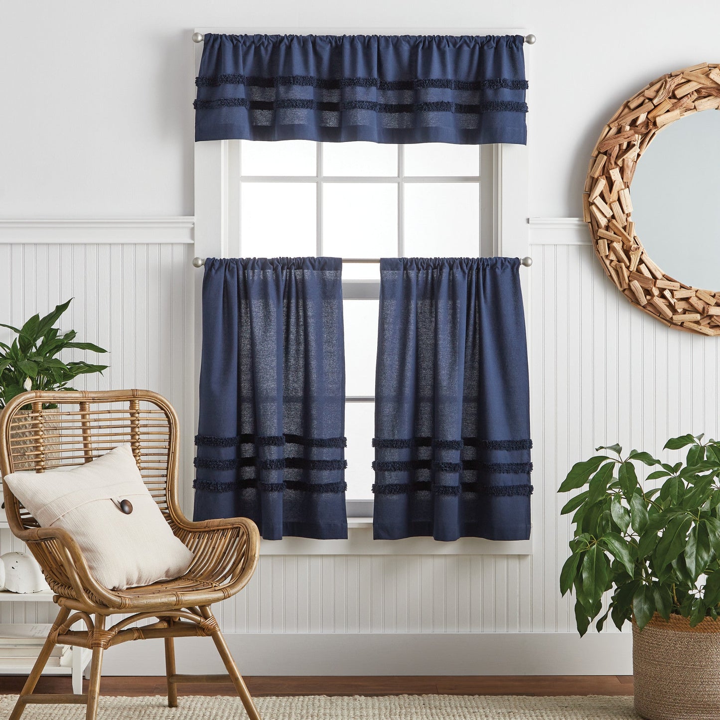 Martha Stewart Water's Edge Tufted Valance & Tier 3pc Set