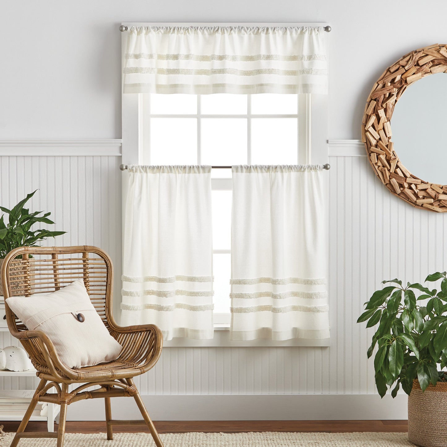 Martha Stewart Water's Edge Tufted Valance & Tier 3pc Set