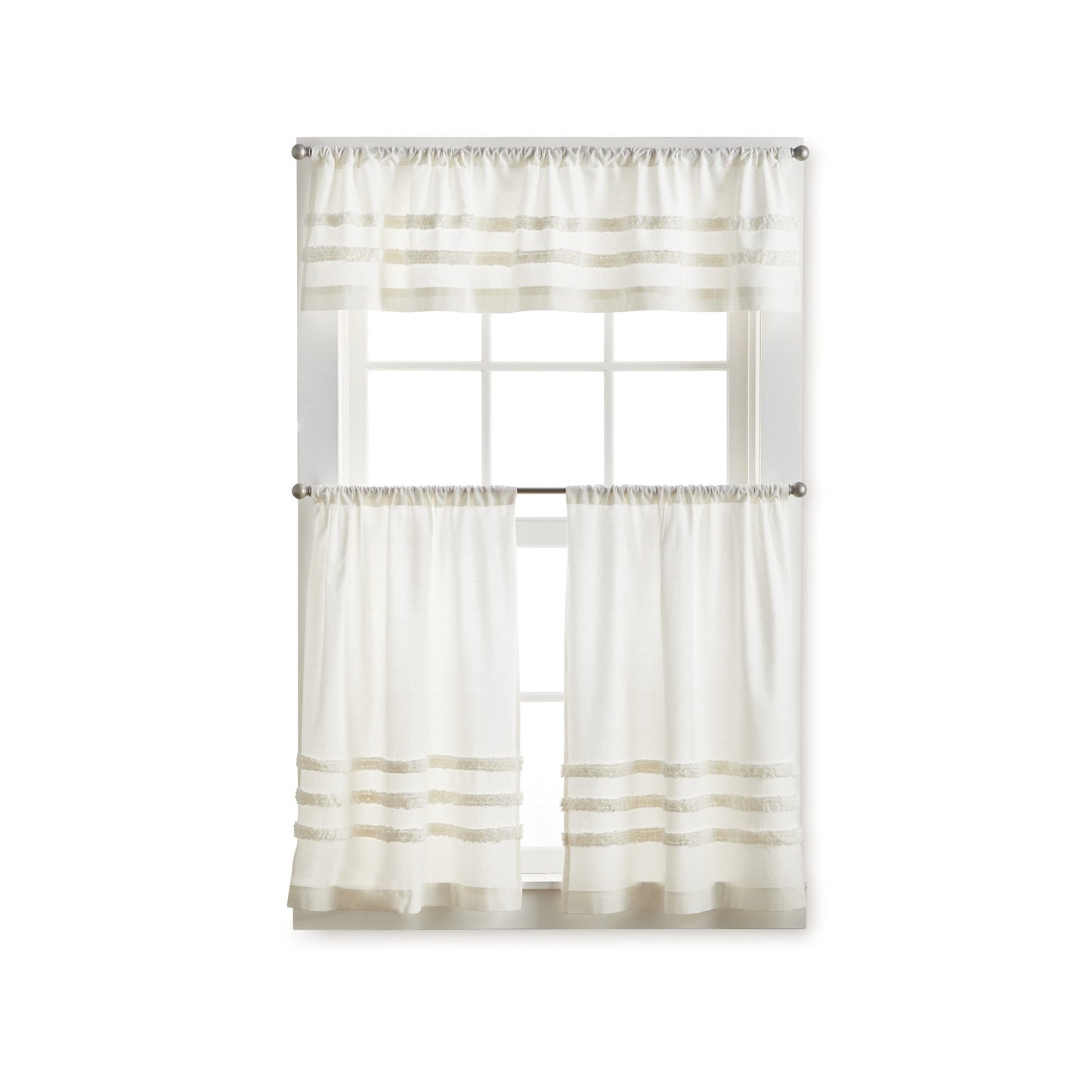 Martha Stewart Water's Edge Tufted Valance & Tier 3pc Set