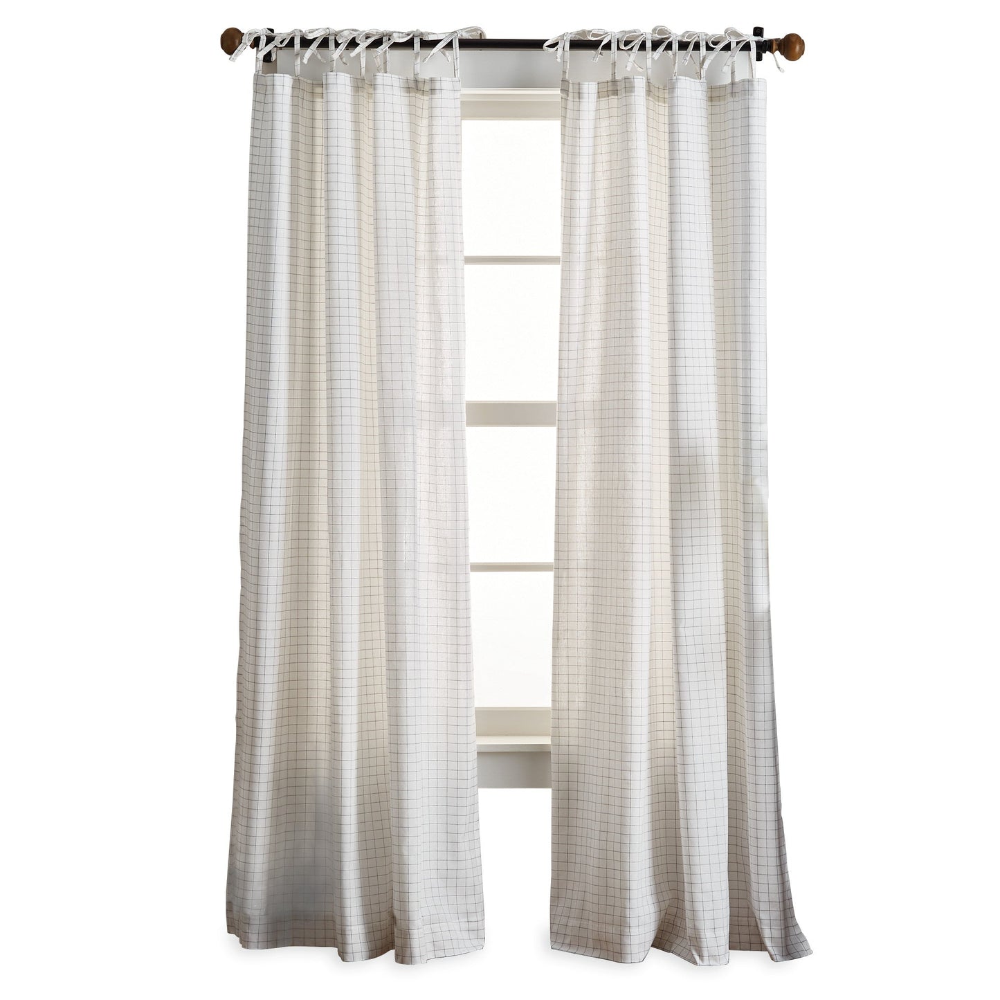 Martha Stewart Plaid Tie Top Curtain Panel Paare