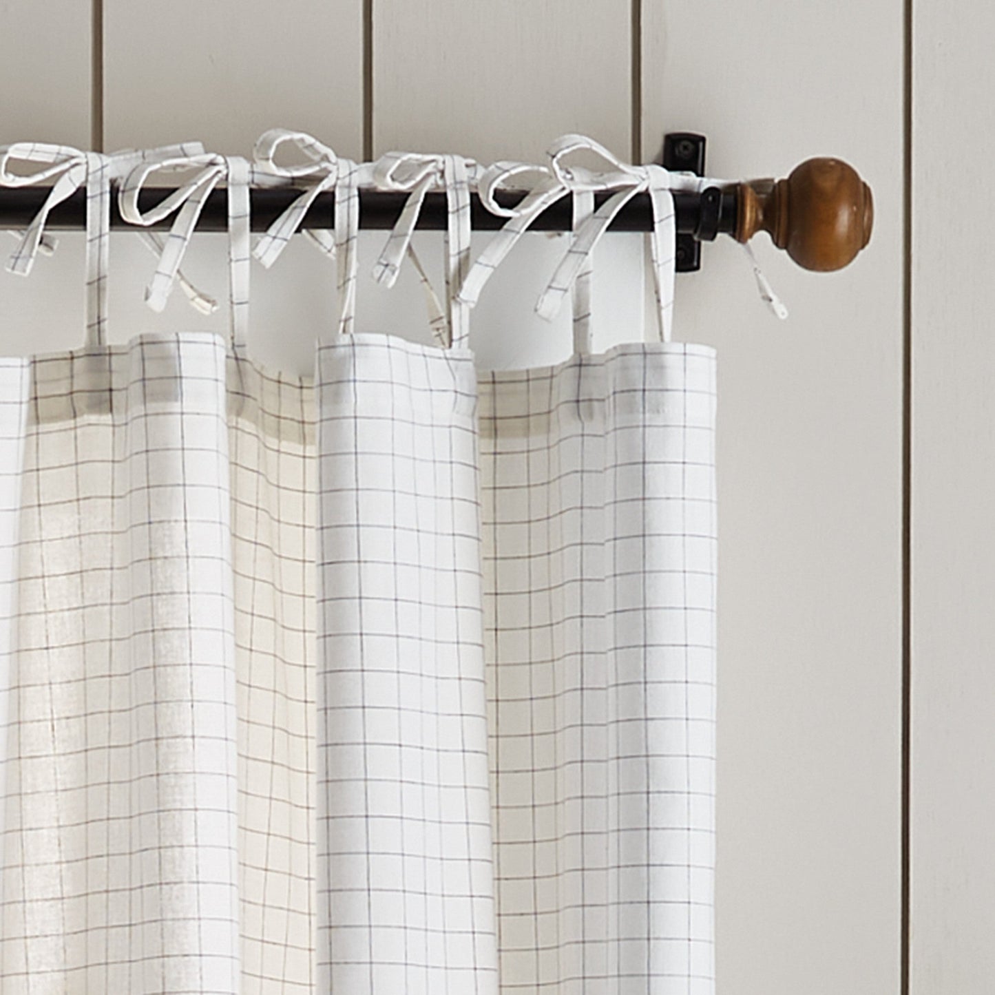 Martha Stewart Plaid Tie Top Curtain Panel Paare