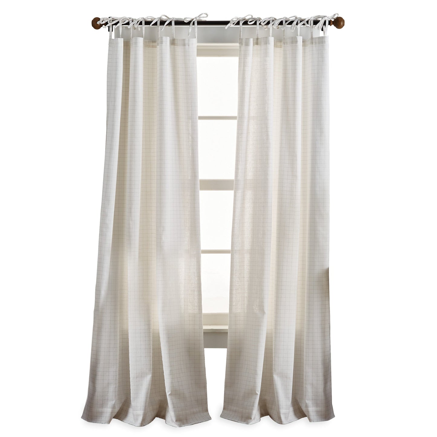 Martha Stewart Plaid Tie Top Curtain Panel Paare