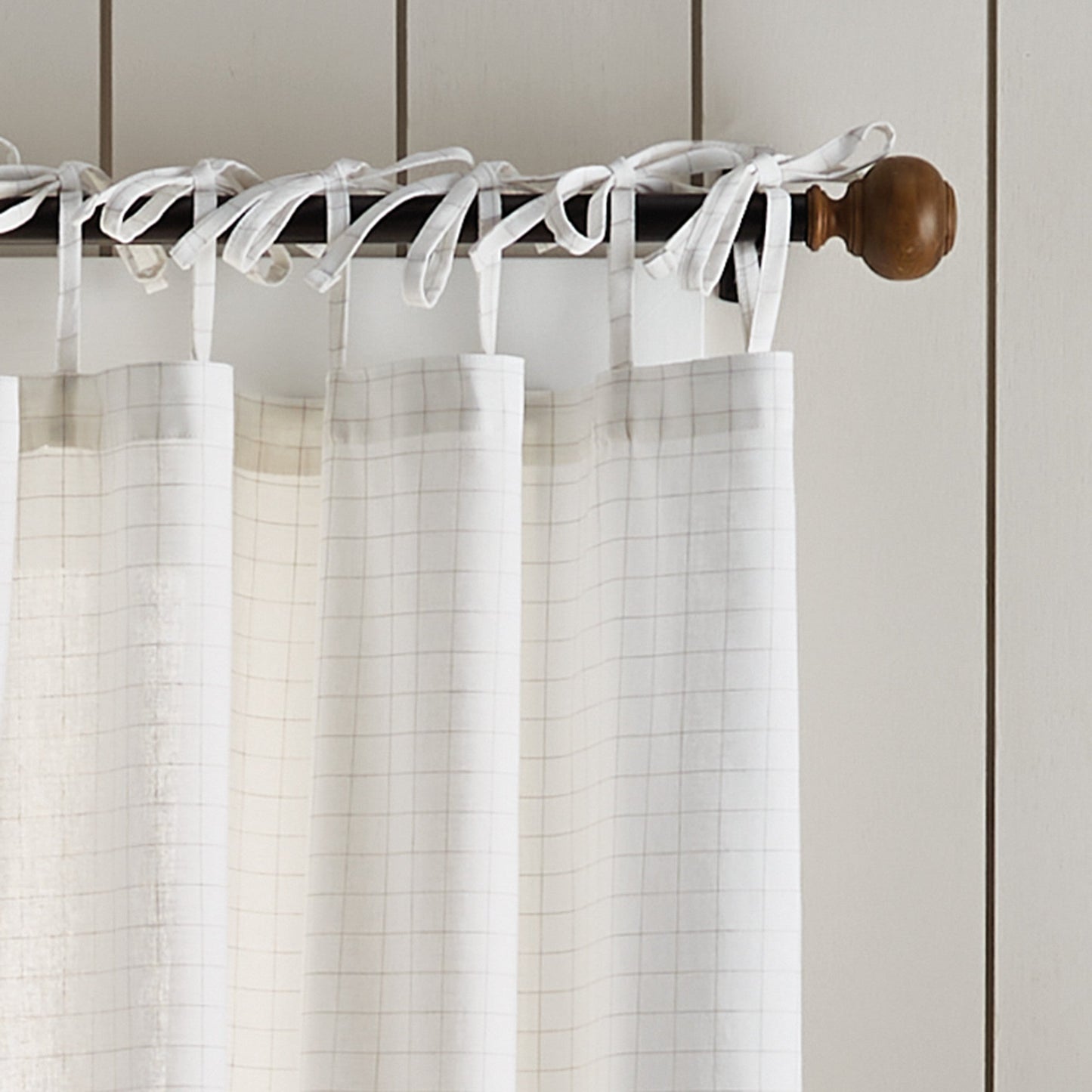 Martha Stewart Plaid Tie Top Curtain Panel Paare