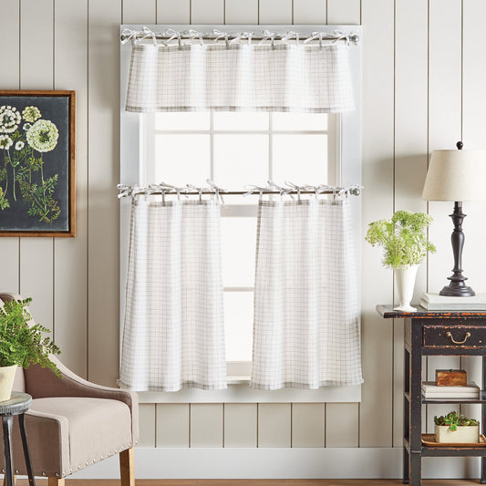 Martha Stewart Plaid Tie Top Valance & Tier 3pc Set