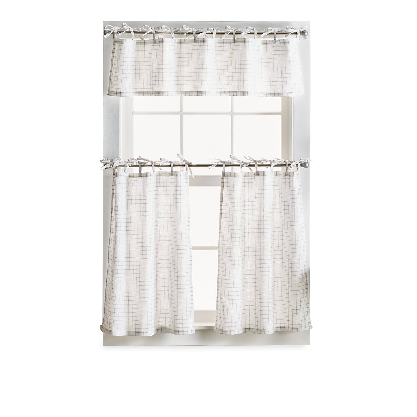 Martha Stewart Plaid Tie Top Valance & Tier 3pc Set