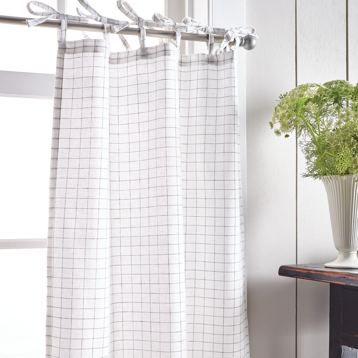 Martha Stewart Plaid Tie Top Valance & Tier 3pc Set