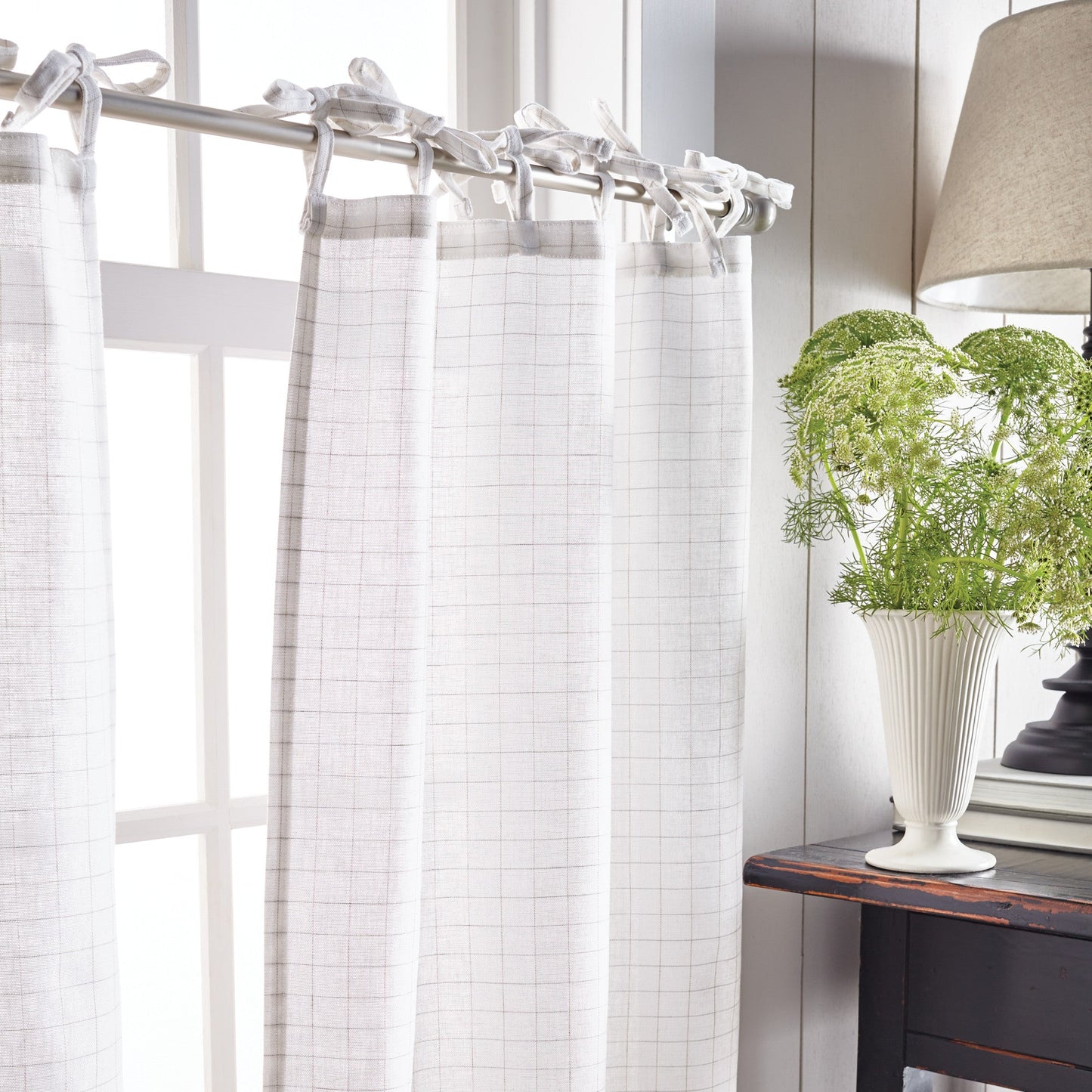 Martha Stewart Plaid Tie Top Valance & Tier 3pc Set