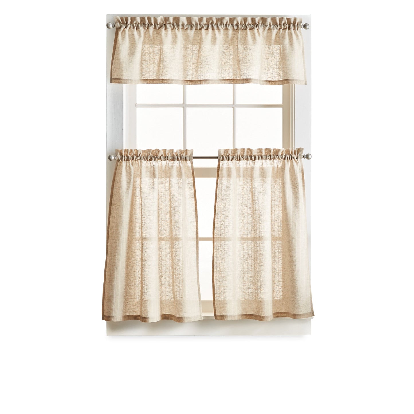 Martha Stewart Leinen Stripe Valance und Tier 3pc Set