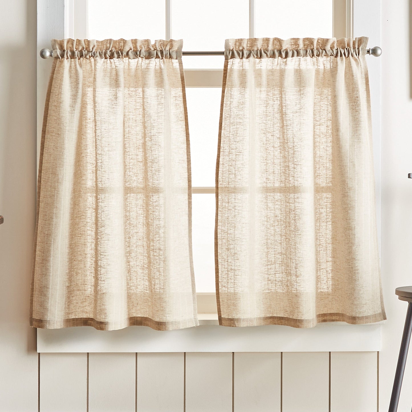 Martha Stewart Leinen Stripe Valance und Tier 3pc Set