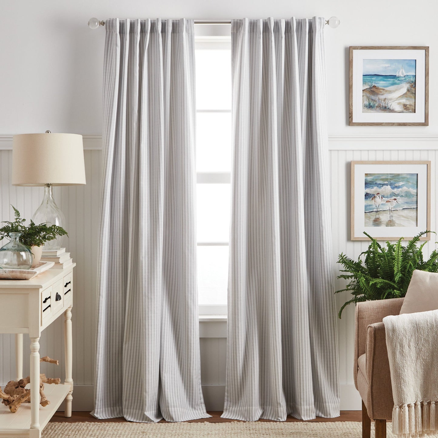 Martha Stewart Ticking Stripe Curtain Panel Paar