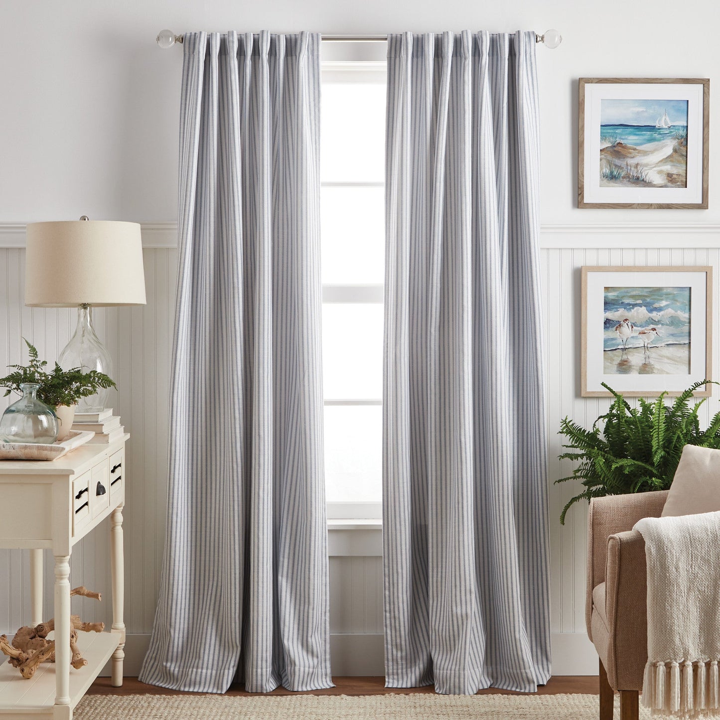Martha Stewart Ticking Stripe Curtain Panel Paar