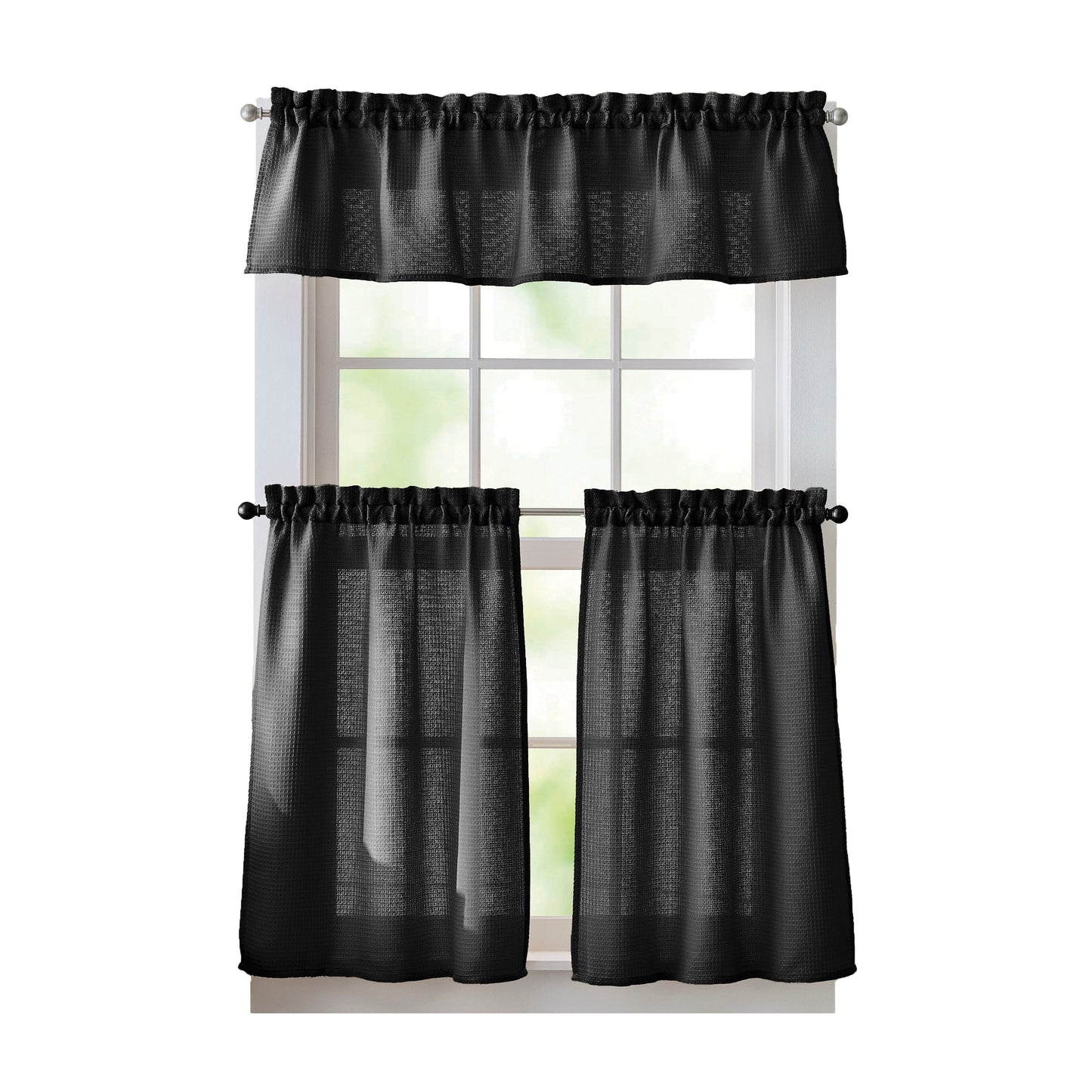 Curtainworks Eldridge Waffle 3-Piece Tier und Valance Set
