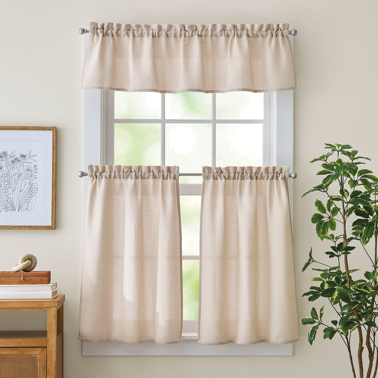 Curtainworks Eldridge Waffle 3-Piece Tier und Valance Set