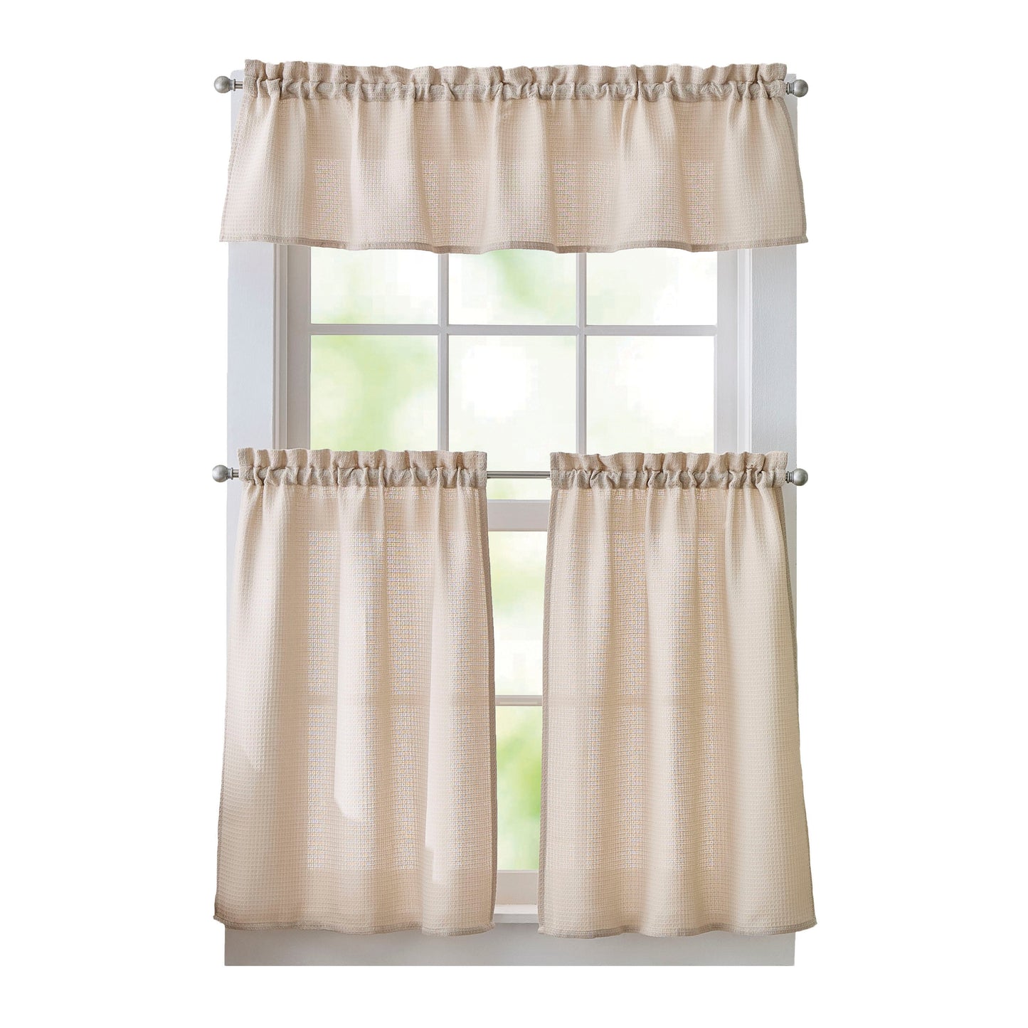 Curtainworks Eldridge Waffle 3-Piece Tier und Valance Set