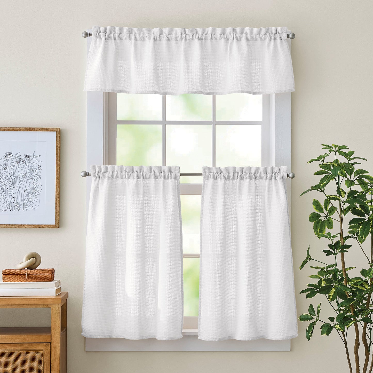 Curtainworks Eldridge Waffle 3-Piece Tier und Valance Set
