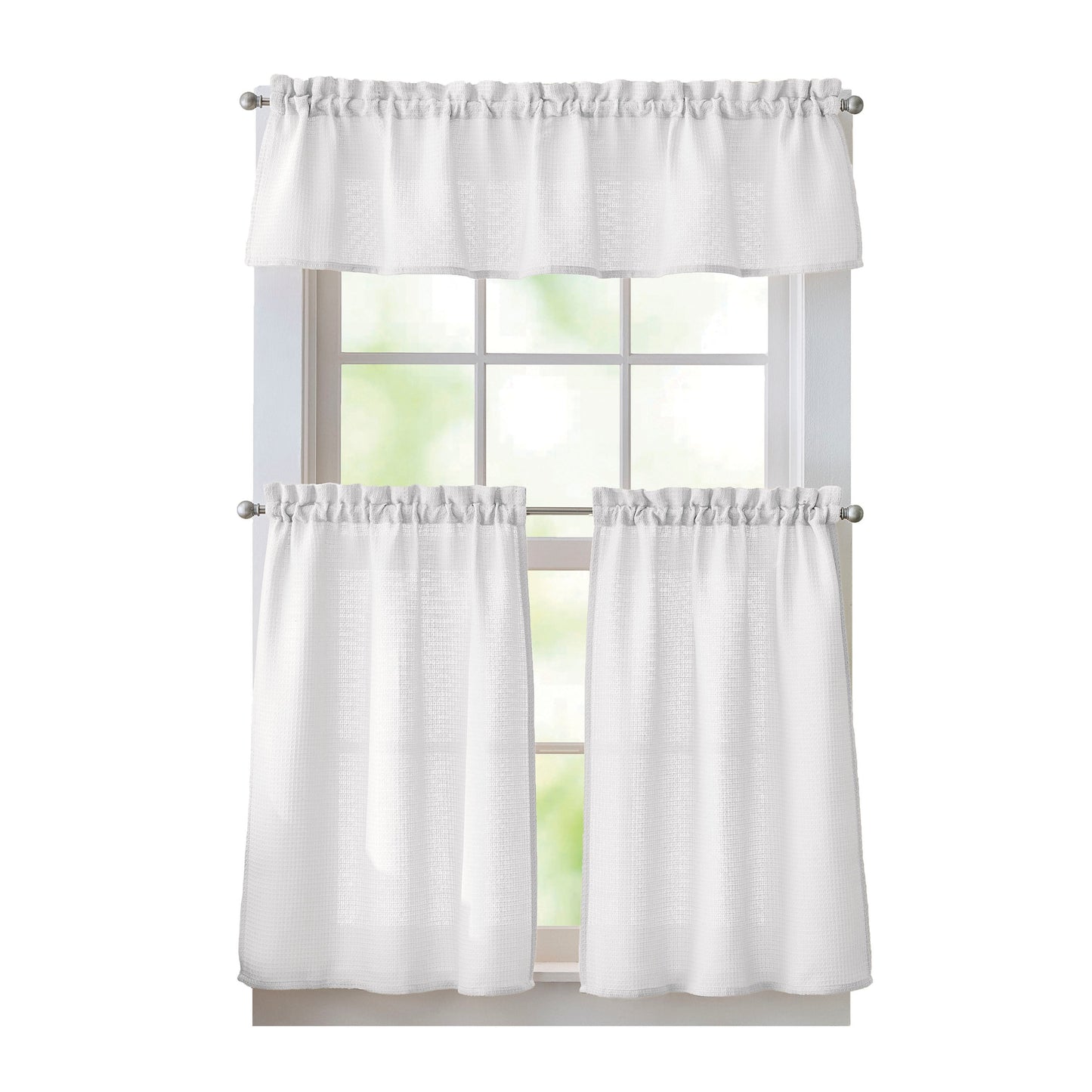 Curtainworks Eldridge Waffle 3-Piece Tier und Valance Set