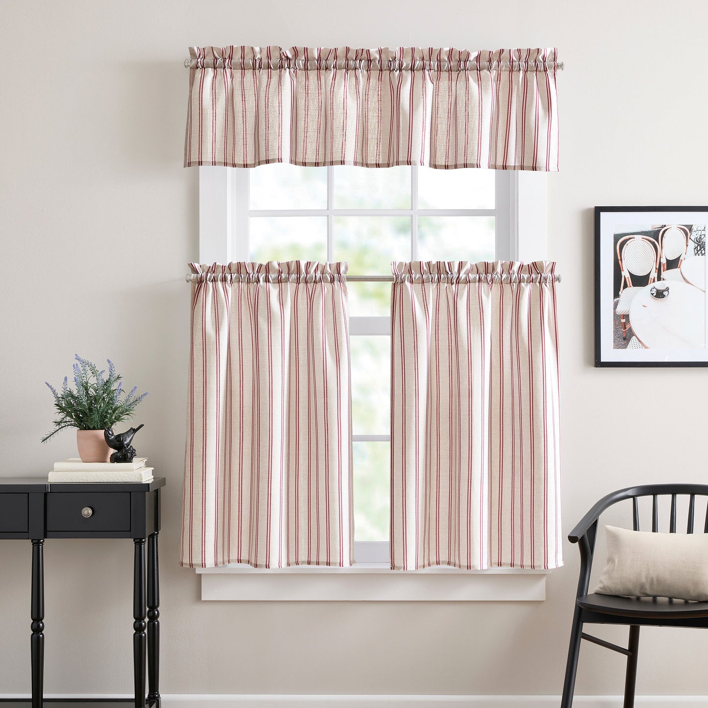 Curtainworks Banner Stripe 3-teiliges Tier und Valance Set