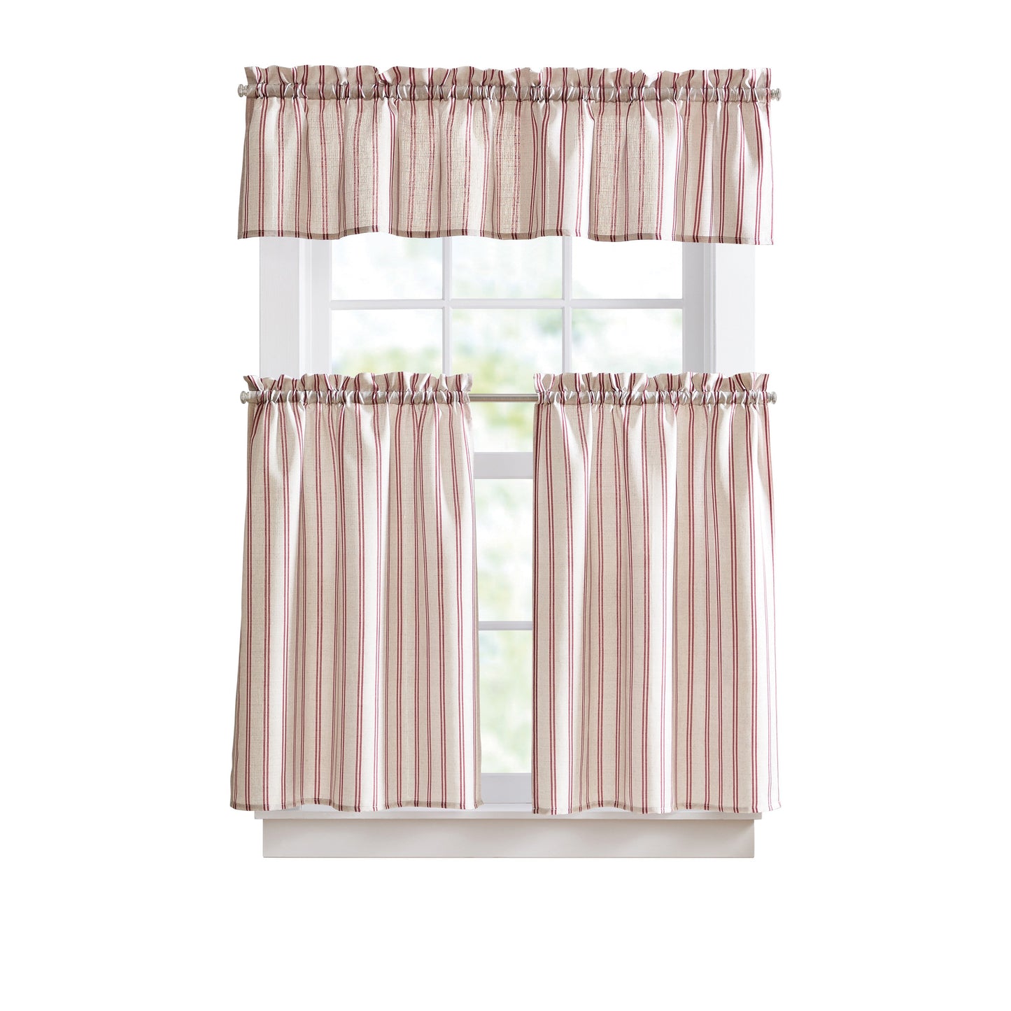 Curtainworks Banner Stripe 3-teiliges Tier und Valance Set