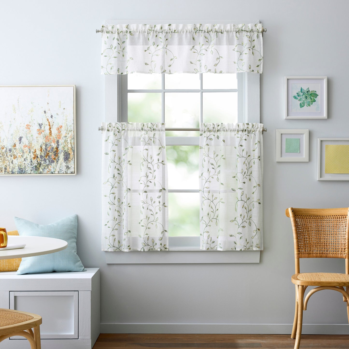 Martha Stewart Durham Stickerei Valance und Tiers 3-Piece Set