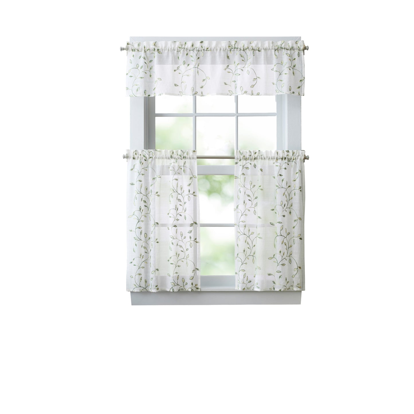 Martha Stewart Durham Stickerei Valance und Tiers 3-Piece Set