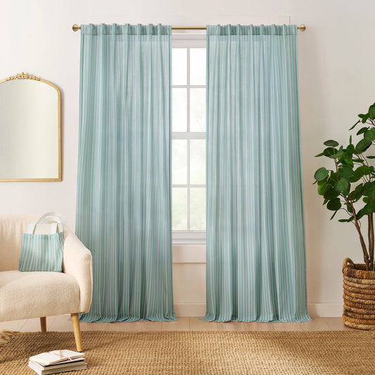 Peri Home Marina Stripe Vorhang Panel Paar und Tote Bag Set